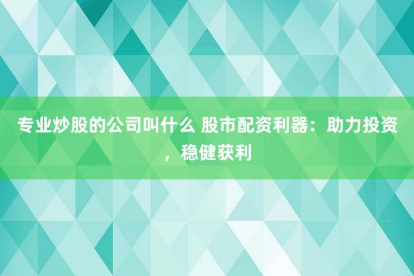 专业炒股的公司叫什么 股市配资利器：助力投资，稳健获利